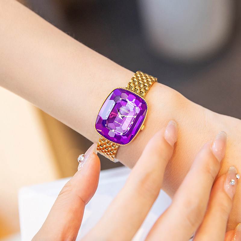 jowissa瑞士名牌女士手表女名牌正品方形女款紫色时装表生日礼物