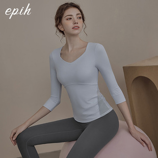 中袖 七分袖 2025新款 带胸垫瑜伽服上衣女绝美健身衣运动普拉提套装