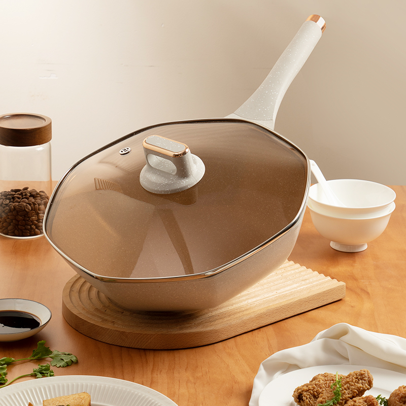 firmi麦饭石色不粘锅家用炒锅
