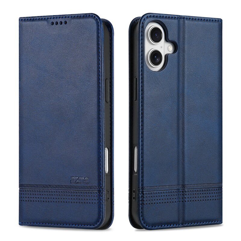 适用苹果16手机壳iphone16 pro磁吸皮套i16 plus左右侧翻盖全包防摔软皮夹16promax高档商务max插卡包外壳男