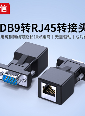 DB9转RJ45转接头RS232插头db9延长器9针串口转rj45网口转232转换