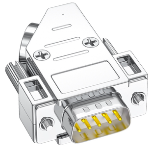 DB9公头 母头 9针串口连接器 45度金属壳 COM头 RS232接头 件插件