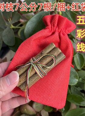 桃树枝长7公分7根红黄绿白黑五彩绳桃木福袋真桃木摆件随身端午节