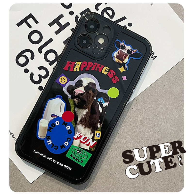 奶牛标签小米11手机壳直边保护红米note10pro/k30pro/k20趣味简约红米