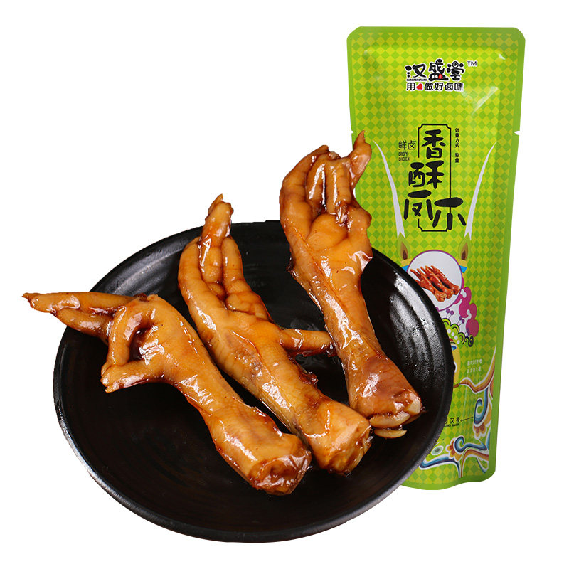 汉盛堂香酥凤爪500g 鲜卤香酥凤爪卤味鸡爪卤鸡爪休闲零食
