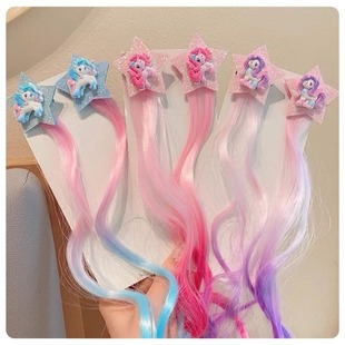 库洛米儿童假发辫挑染编发夹六一造型五角星假发丝女孩辫子发饰