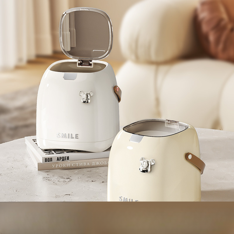 双层桌面垃圾桶家用厨房卧室厚实可提密封大容量高颜值带盖收纳桶