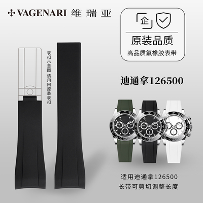 【全包表壳】维瑞亚橡胶表带适用于劳力士迪通拿126500折叠扣款