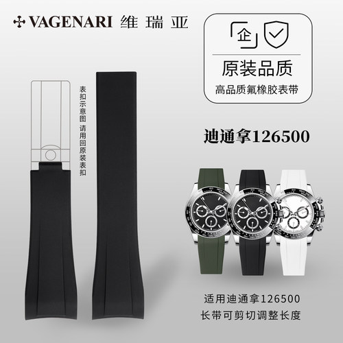 【全包表壳】维瑞亚橡胶表带适用于劳力士迪通拿126500折叠扣款