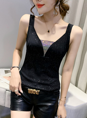 黑色网纱吊带女2026夏季新款小众设计感烫钻上衣性感显瘦打底背心