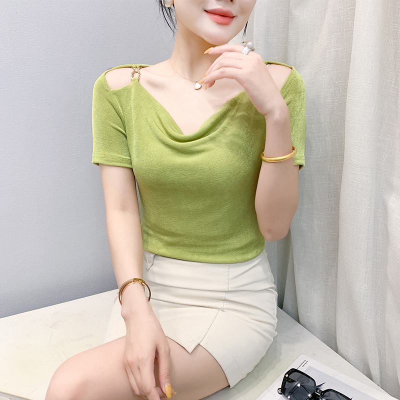 欧货性感镂空短袖设计感洋气上衣