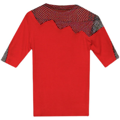 性感镂空烫钻短袖设计感洋气上衣