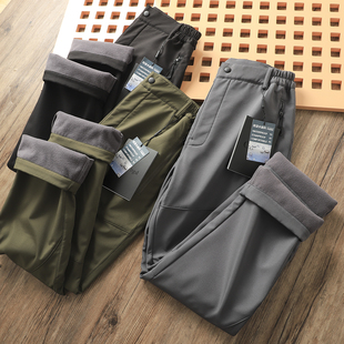 户外鸟款！秋冬男士高端防风防水抗寒加绒加厚软壳冲锋直筒休闲裤