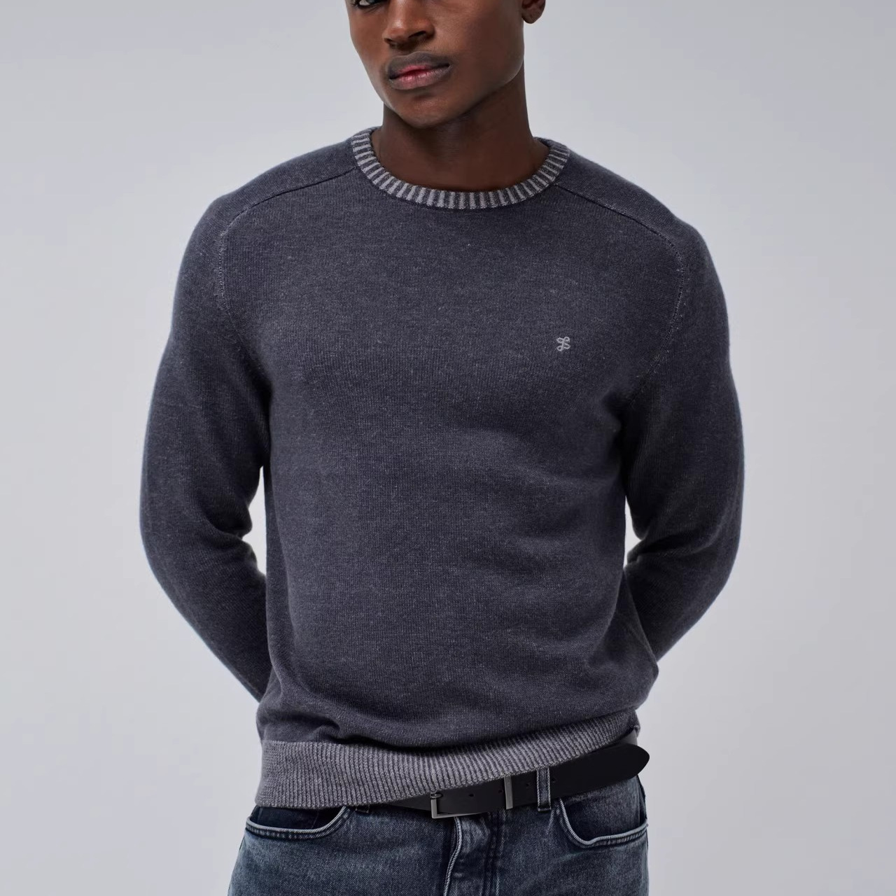 葡单牛货~羊毛混纺~冬男士高端加厚保暖圆领针织衫套头毛衣打底衫