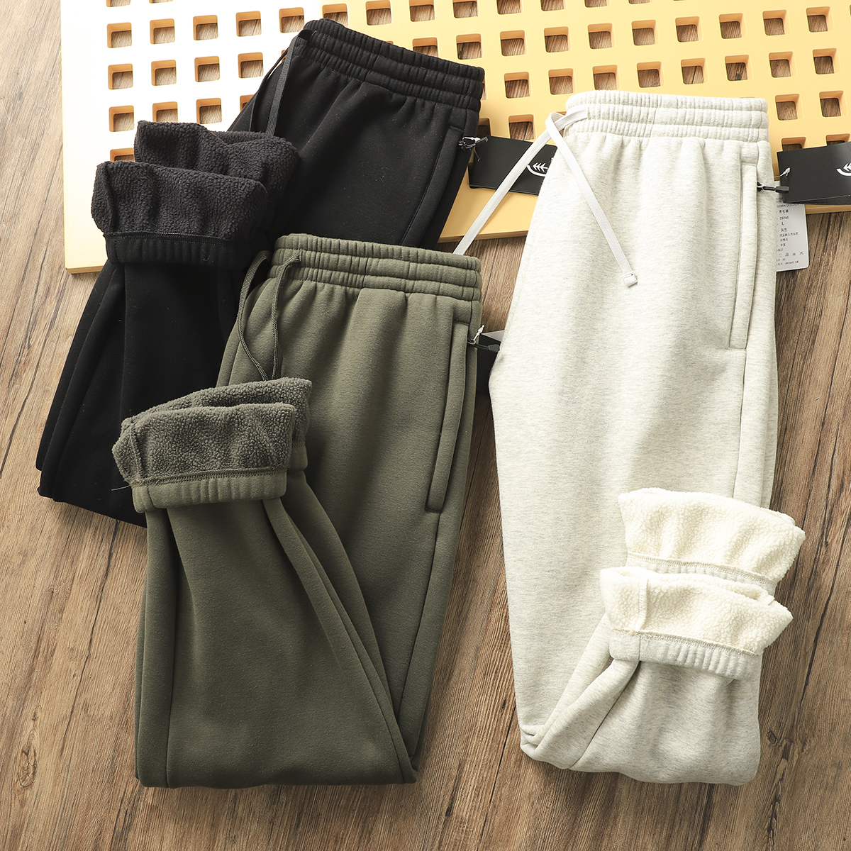 长裤束脚简约加绒加厚休闲裤