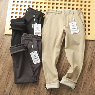 高端神裤~防水聚热弹力骑行裤~冬男士纯色商务直筒加厚加绒休闲裤