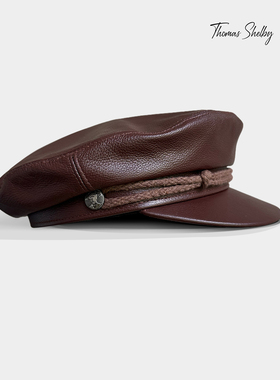 正品授权thomas shelby汤米谢尔比船长帽真皮牛皮平顶男女海军帽
