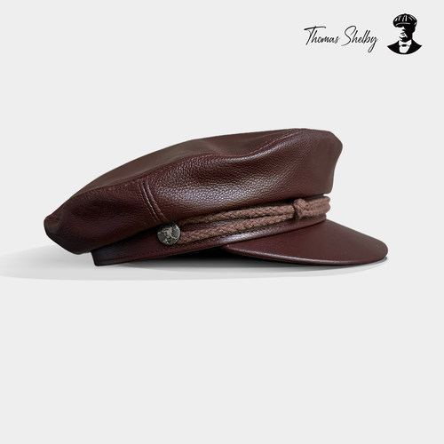 正品授权thomas牛皮海军帽船长帽