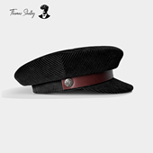 thomas 正品 授权 shelby汤米谢尔比英伦复古黑色灯芯绒保暖海军帽