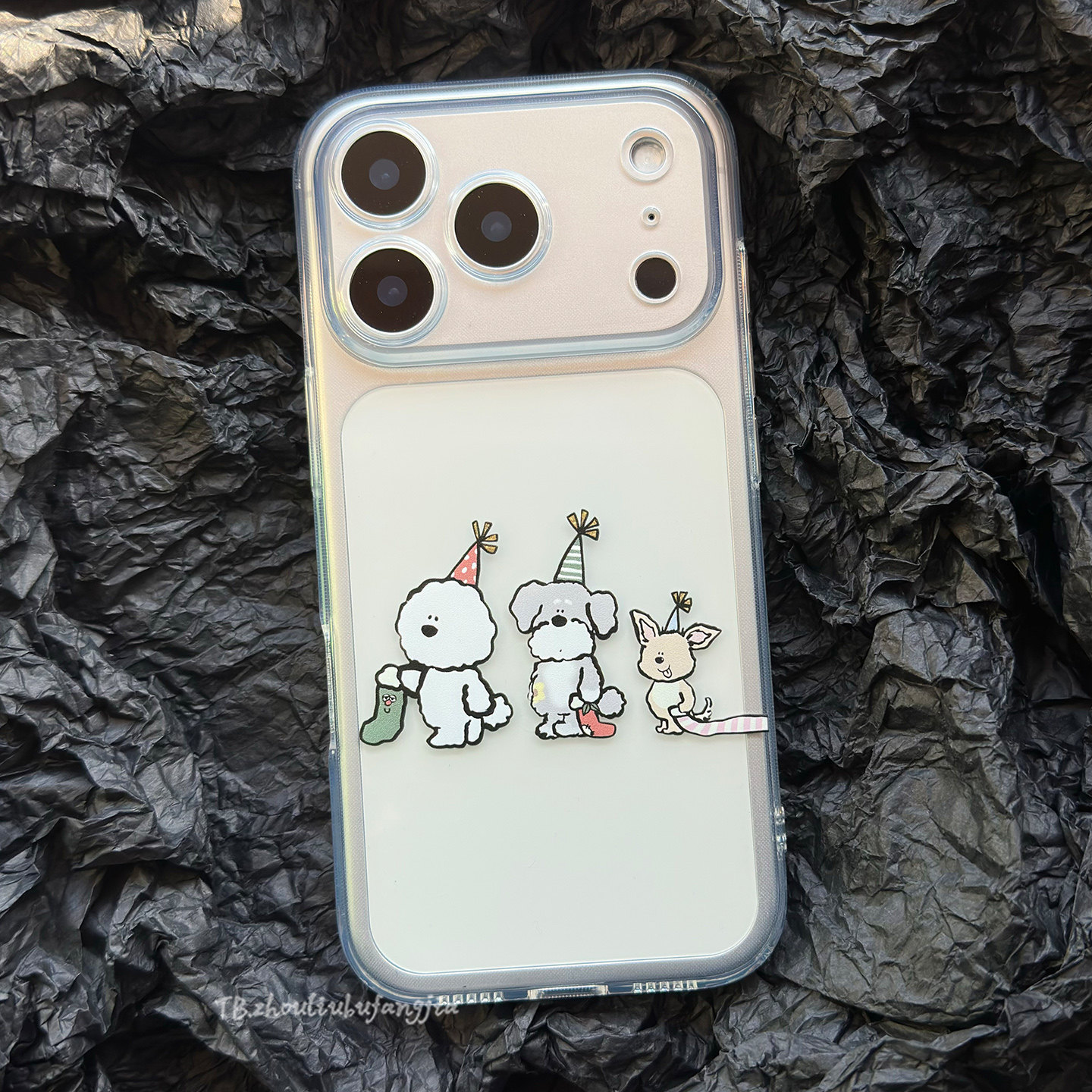 简约苹果iPhone17pro手机壳透明TPU软壳卡通小狗ins风保护套适用于iPhone16pro可爱个性保护套15pro