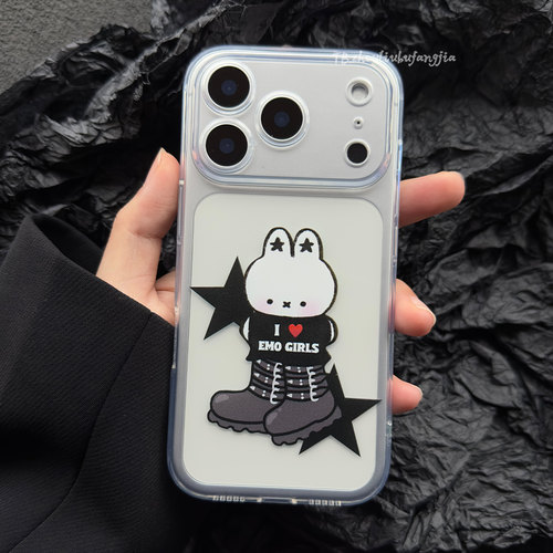Emo Girls苹果iPhone手机壳磁吸透明TPU保护套简约卡通可爱防摔壳适用于iPhone17promax 安卓可定制