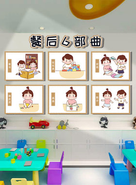 幼儿园墙面布置图餐后6部曲墙贴