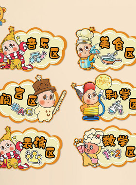 幼儿园星星人主题环创区角规则小班区域标识牌可爱卡通形象墙贴纸
