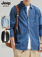 Джинсовая рубашка 吉普男士纯棉牛仔衬衫2025秋季新款美式休闲工装复古长袖衬衣外套 Jeep spirit