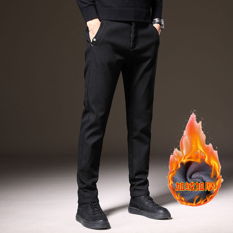 Z6611加绒p48秋冬男士加绒加厚休闲裤青年直筒商务松紧弹力百搭裤，商品下架区商品下架区，星座224-1