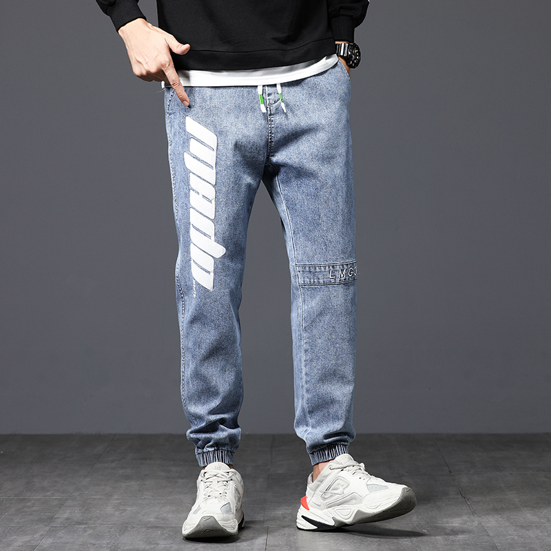 Autumn new men's jeans original trend elastic large and small leg jeans pants