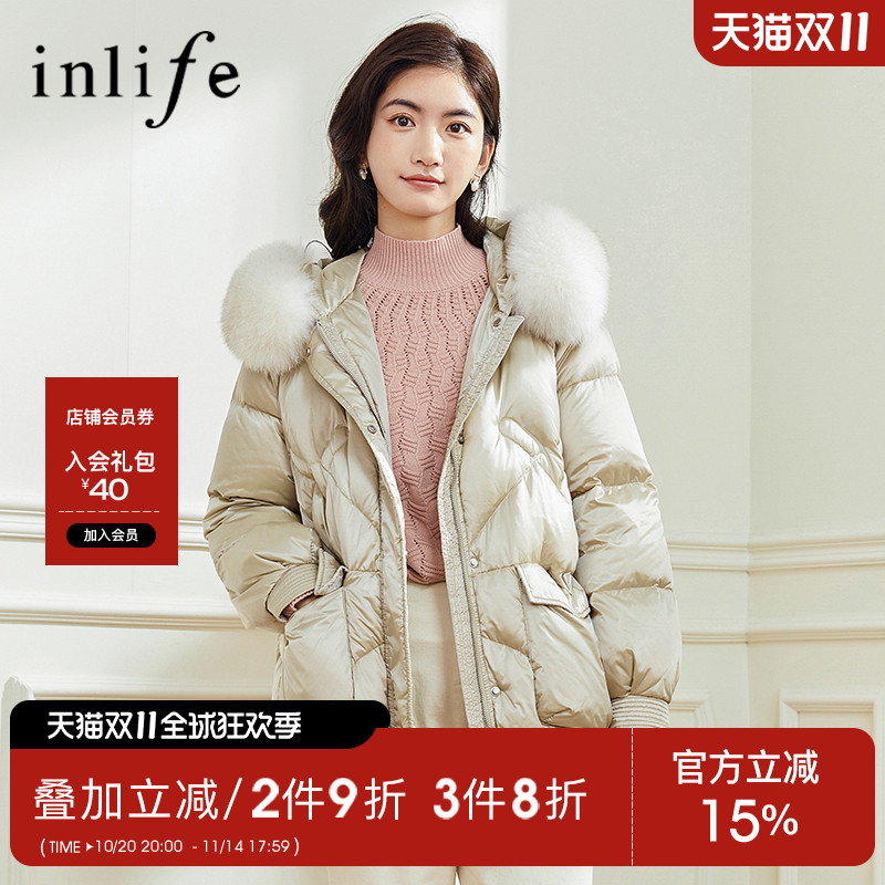 伊纳芙大毛领女短款冬装