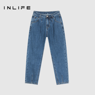 子 穿搭梨形身材休闲百搭弹力裤 伊纳芙高腰直筒牛仔裤 女2026春新款