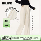 高级宽松直筒裤 百搭垂感休闲裤 女2026春新款 伊纳芙高腰白色阔腿裤