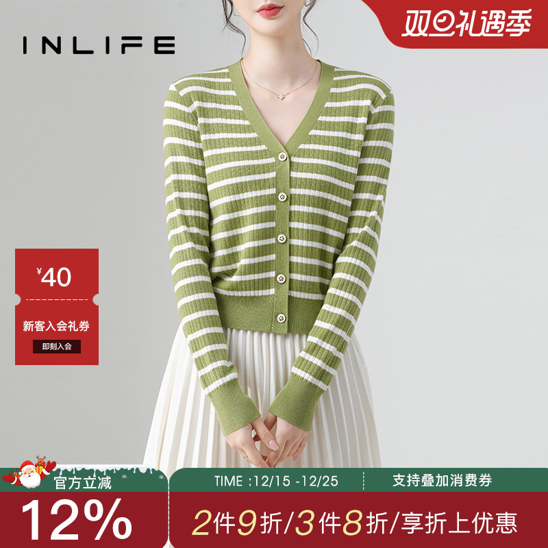 伊纳芙早春新款开衫针织外套