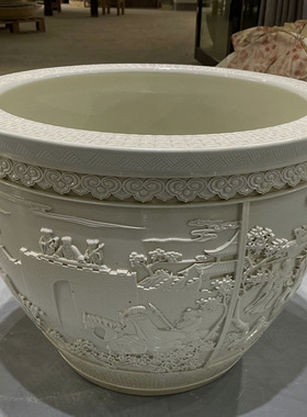 景德镇陶瓷金鱼缸现代简约摆件