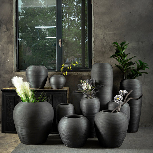 景德镇花器复古做旧陶罐组合