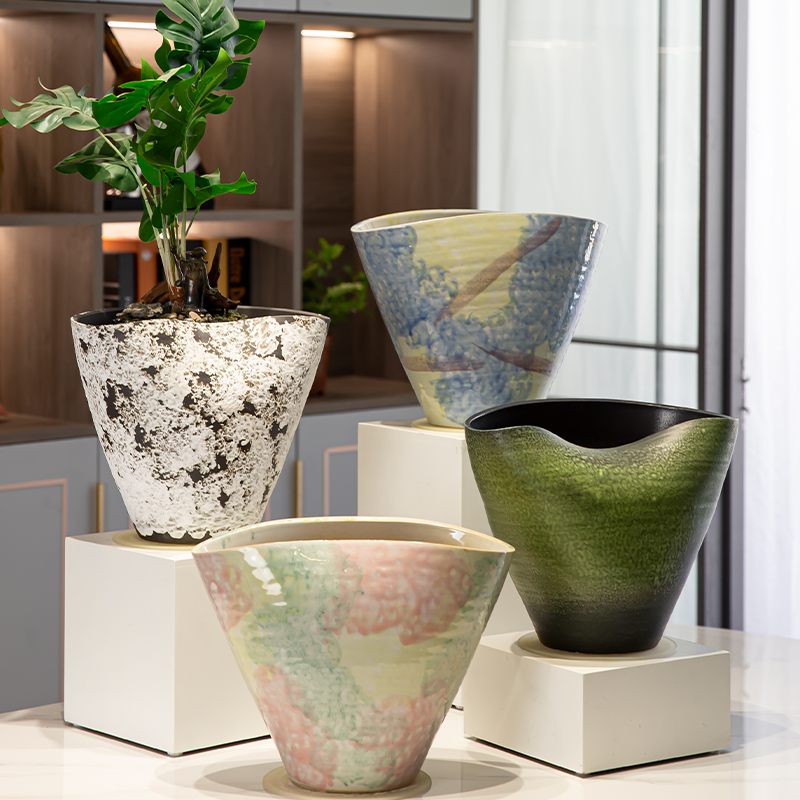 奔兰景德镇陶瓷现代简约花盆摆件