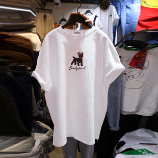 时尚 宽松2026新款 慵懒风中长款 T恤女白色夏装 圆领上衣潮0324e 短袖