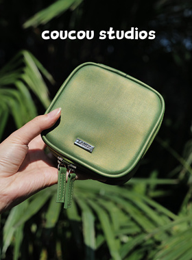 现货！LAMER海蓝之谜 绿色方块包 补妆包口红包气垫包粉饼收纳包