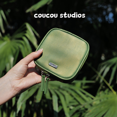 现货！LAMER海蓝之谜 绿色方块包 补妆包口红包气垫包粉饼收纳包