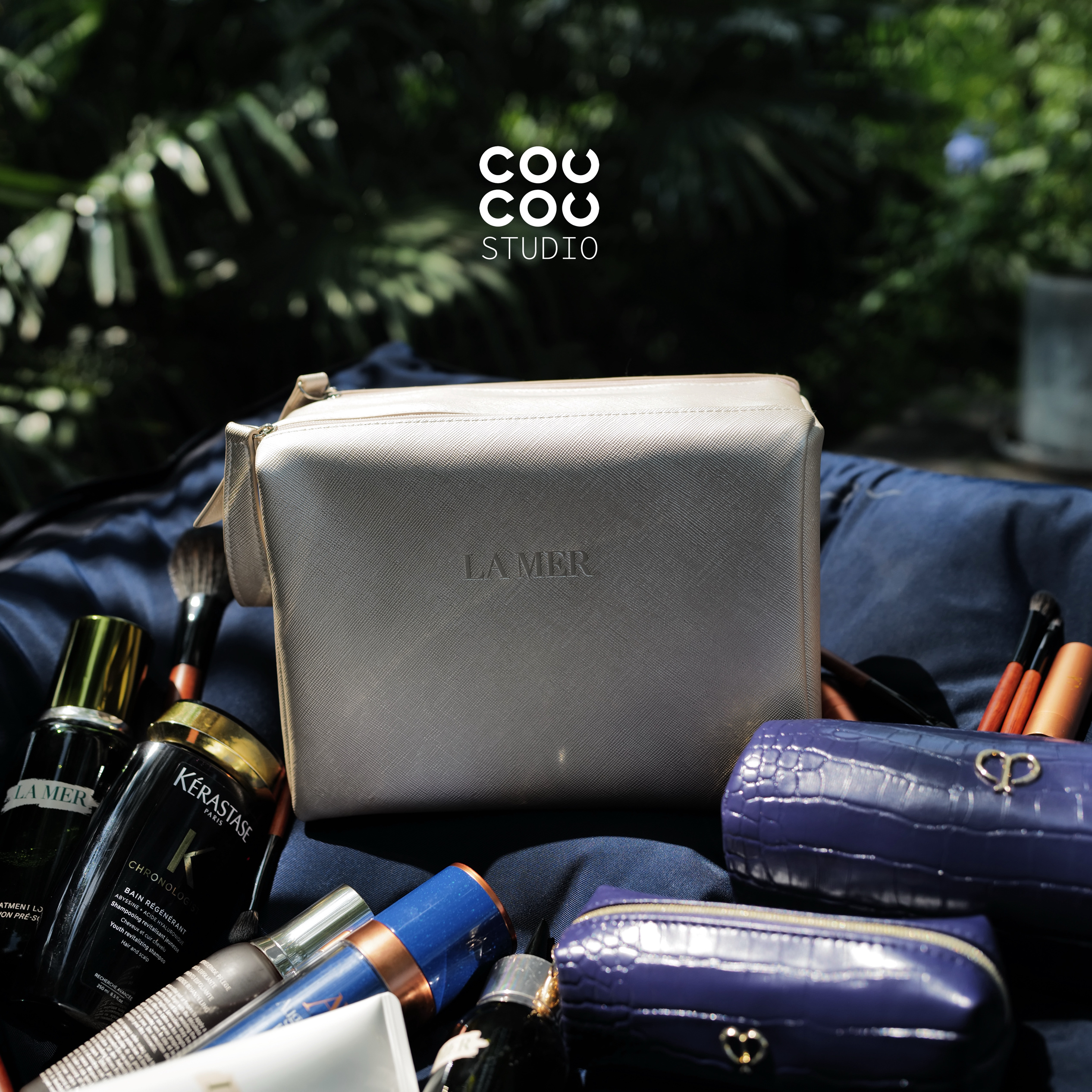 现货！lamer海蓝之谜香槟金色大容量化妆包洗漱包手拿包便携旅行