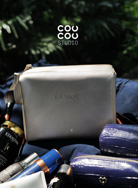 现货！lamer海蓝之谜香槟金色大容量化妆包洗漱包手拿包便携旅行