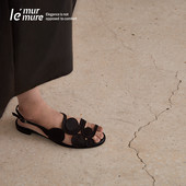 Murmure 原创意大利水染牛皮革烧花Slingbacks凉鞋 女夏季 新款