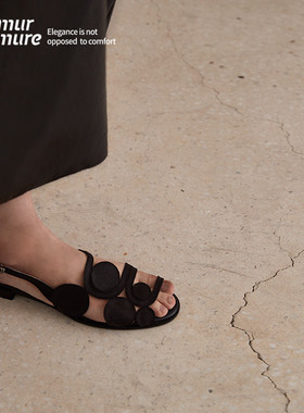 Le' Murmure 原创意大利水染牛皮革烧花Slingbacks凉鞋女夏季新款