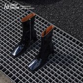 Murmure 意大利牛漆皮 经典 立体挺缝设计师中筒时髦 及踝靴女