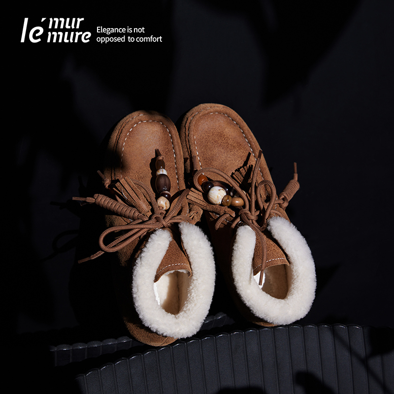 Le'Murmure游牧风羊羔毛豆豆靴