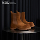 厚底烟管靴女真皮手工靴子女 坦克轮胎底 Murmure 原创设计师