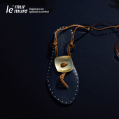 水染BABY植鞣羊皮绕带铆钉真皮平底罗马夹趾凉鞋 Murmure 女夏