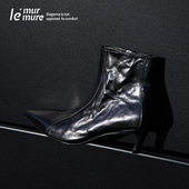 细跟 极简及踝靴女 手工水洗抓皱 植鞣水牛皮 Murmure 设计师