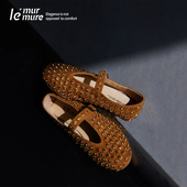 女 时髦小羊皮玛丽珍 Murmure 莫比乌斯·美拉德中古铆钉钻闪